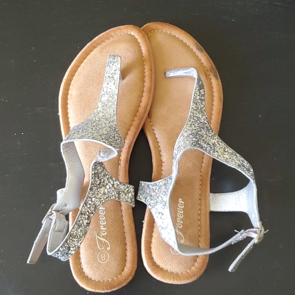 Forever silver glitter slingback sandals